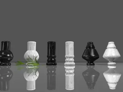 White and Black Marble Vase Decoration Low-poly 3D model