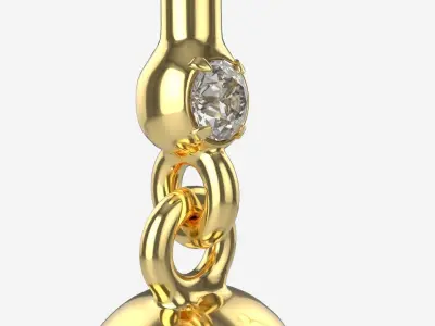 Earrings Diamond Gold Jewelry 01 3D model