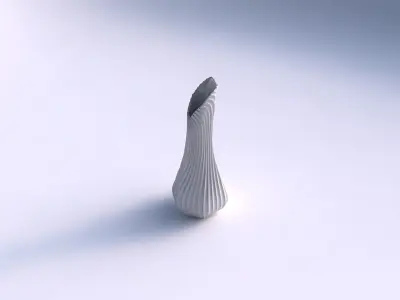 Vase top bent hexagon 2 with wavy extruded lines 4 3D print model