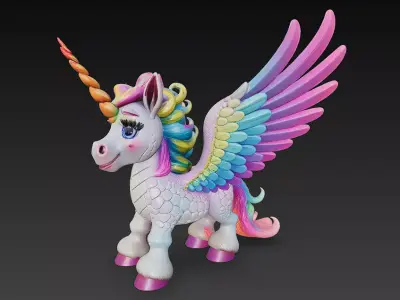 Unicorn Realistic 3D Model Basic - Low Poly Realistic Low-poly 3D model