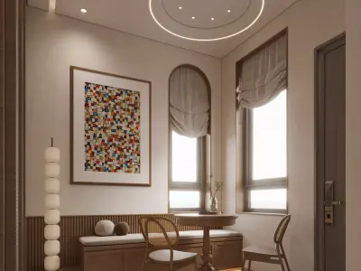 Modern living room dining room interior scenes 358 3D model