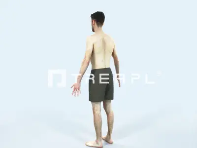 Posture C Beach Animated Rigged Sports Man Low-poly 3D model