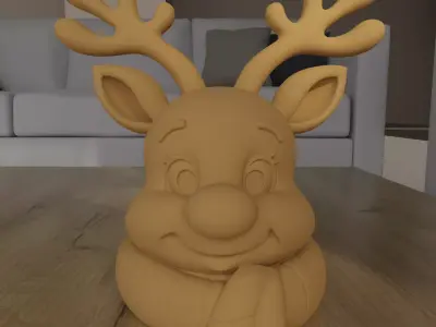 Cute Reindeer with Scarf STL 3D Print File Christmas Decor 3D print model