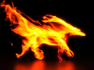 Running Horse in fire scene vray corona renderer ready 3D model