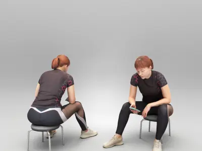 Athletic young woman using smartphone 389 Low-poly 3D model