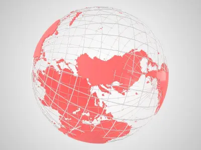 Globe News Skeleton Light Red 3D model