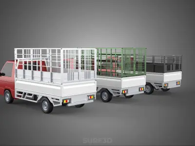 COLLECTION BACK CAGE VEGETABLE FRUIT PICKUP TRUCK CAR VEHICLE 3D model