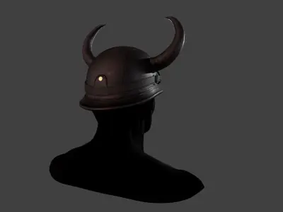 Leather biker helmet with horns Low-poly 3D model