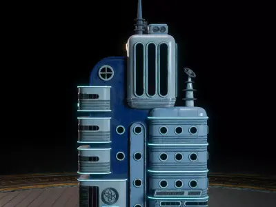 SCIFI ATOMPUNK BUILDING 03 Low-poly 3D model