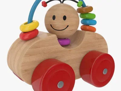 Wooden Car Low-poly 3D model