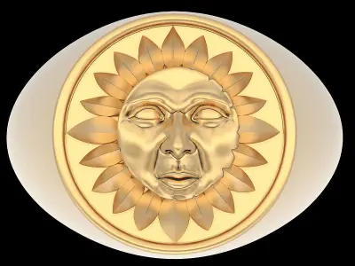 Sun Man Ring gold printable jewelry 3D print model