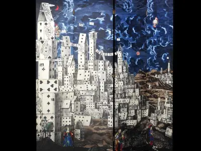 Folding Screen Citta di carte by Fornasetti Low-poly 3D model