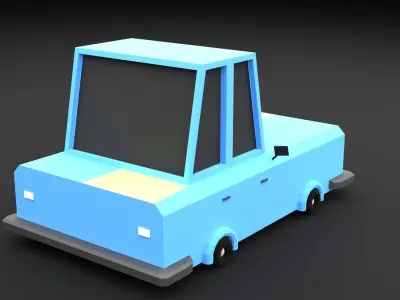 Low Poly Car 3D Model Blue-Yellow Car Low-poly 3D model