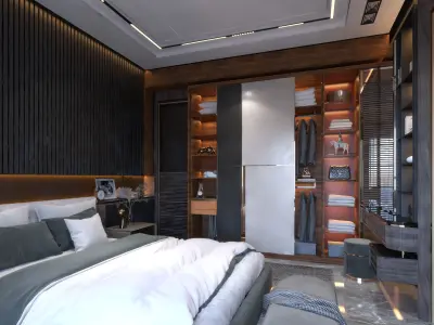 Bedroom modern with accents 3D model