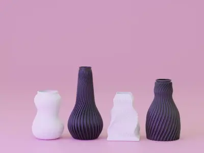 3D Printable minimalistic flower vase pack 3D print model