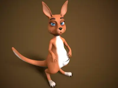 cartoon kangaroo Low-poly 3D model purchase