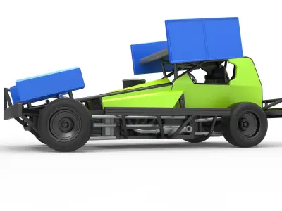 BriSCA F1 Stock Car for Asphalt while turning Scale 1 to 25 3D print model