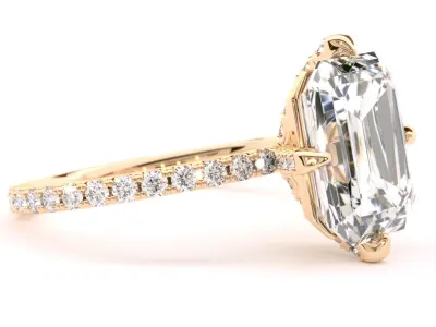 The Sutton Ring Emerald cut 10x8 mm 3D print model