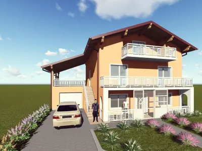 House with balconies and stairs 3D model
