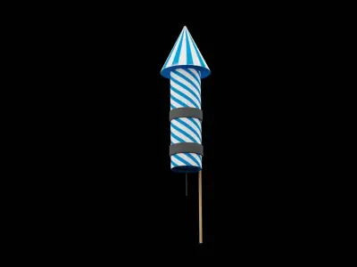 Blue Christmas Firework Low-poly 3D model