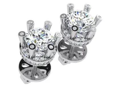 Round Diamond Stud Earring 4675 3D print model