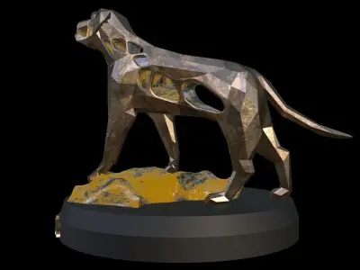 Steampunk English Mastiff Rock Low-poly 3D model