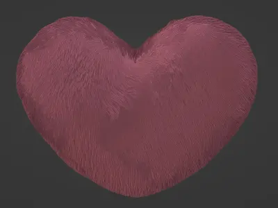 Heart Pillow with Fur Free 3D model