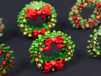 Christmas decoration wreath garland 3D model