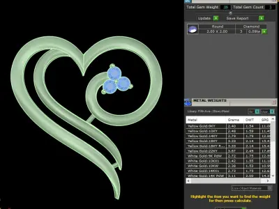 light weight yellow gold  diamond pendent -DOC-P8077 3D print model