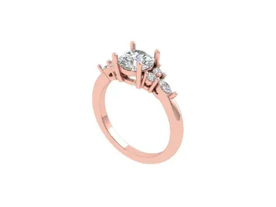 Solitaire Engagement Art Deco Ring 3D print model order