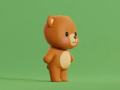 Cartoon Bear  Cute Chibi Kawaii  Illustration  Low-poly 3D model