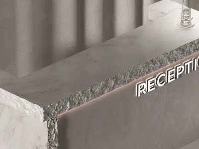 Reception desk Rough rock edge rectangular stone slab 3D model