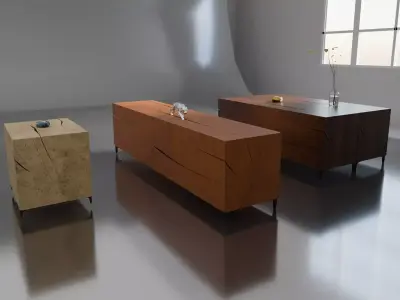 Wood Table for coffee and candel 3D model
