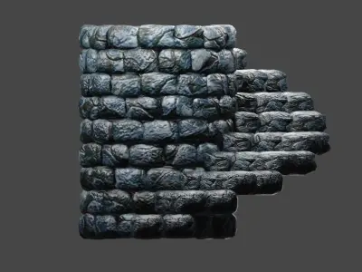 Rock Ladder Medieval - Dungeon - Escada Low-poly 3D model