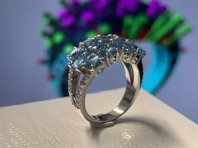 3d Golden Luxury Women Ring With Round Diamond 3D print model 3D print model