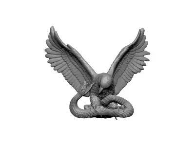 eagle hawk snake statue 3D print model