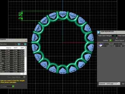 U Shaped Eternity Ring 3 point 4 mm stone size swiss 10 and EU50 3D print model