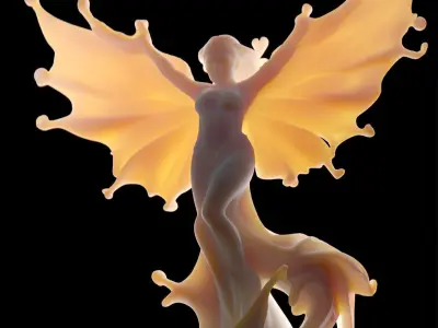 Elegant Fantasy Fairy Statue with Flowing Wings 3D print model