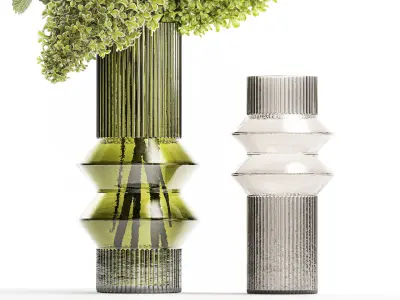 Bouquet of green flowers in a vase hydrangea lilac 321 3D model