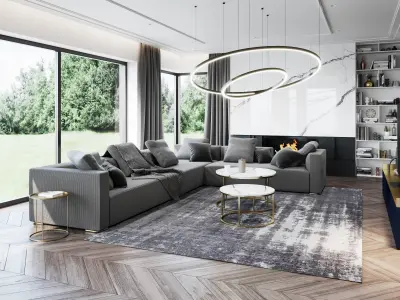 Living Room and Kitchen Scene for Cinema 4D and Corona Renderer 3D model