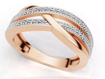 AV 742 Diamond Ladies Swirl Fashion Right Hand Ring 3D print model