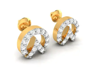 Solitaire Women Earring 3D print model 3