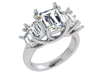 3 Stone Emerald Diamond Ring 4322 3D print model