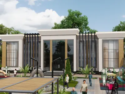 The Small Town  Low-poly 3D model