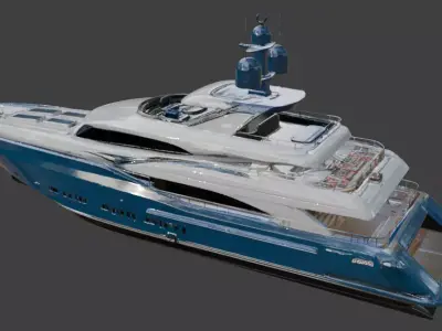 Luxury Ocean Blue Sport Yacht 3D Model 3D model