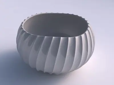Bowl spheric twisted with extruded vertical lines 2 3D print model