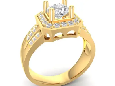 Luxury Halo Square Diamond Women Ring  3120 3D print model