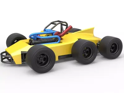 Concept race car with 6 wheels Scale 1 to 25 3D print model