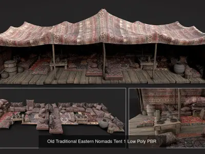 Old Traditional Eastern Nomads Tent  Low Poly PBR Collection