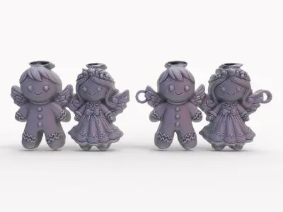 3d ginger bread and angle decor  3D print model